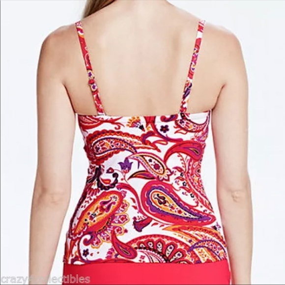 Lands End Pink Paisley Tankini Swim Top SZ… - Picture 2 of 10